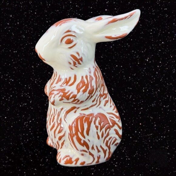 Hallmark Ceramic White Chocolate Covered Bunny Figurine Chocolate Bunny 7"Tall - Picture 1 of 9